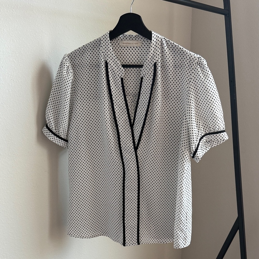 Monteau Black and White Polka Dot Blouse